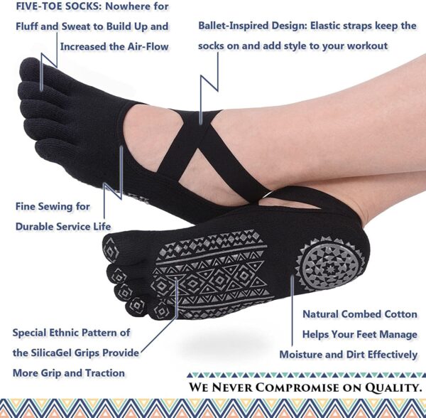 Finger Yoga Socks for Women with Grips - Image 2