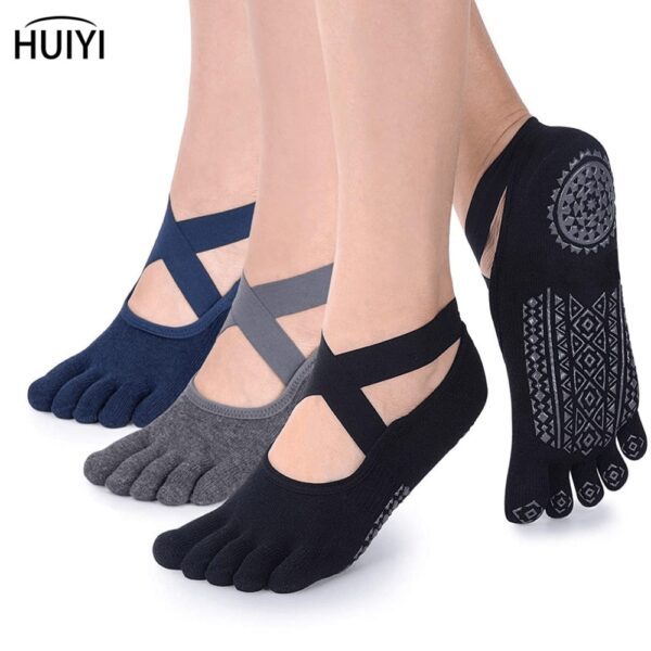 Finger Yoga Socks for Women with Grips