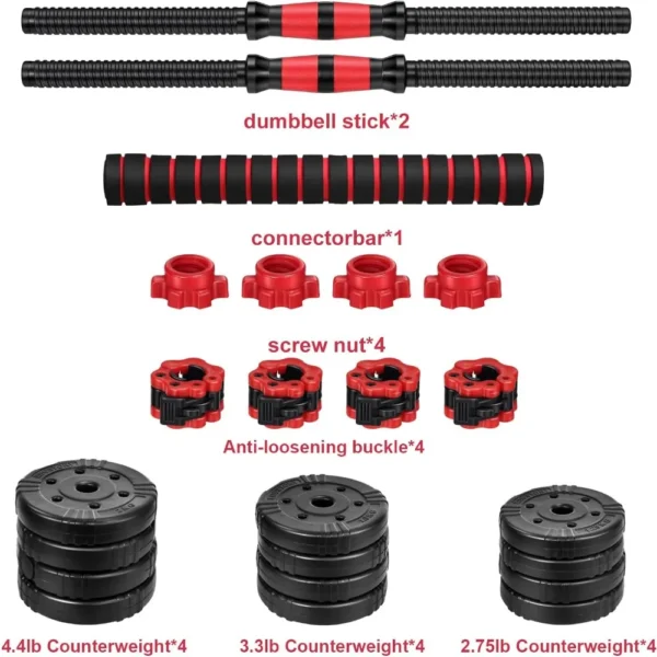 "FlexiFit Dumbbell Barbell Set - 22/44/66/88lbs Free Weights for Home Gym" - Image 4